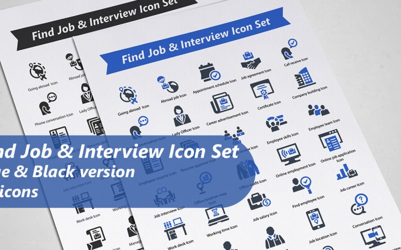 Conjunto de ícones para encontrar empregos e entrevistas