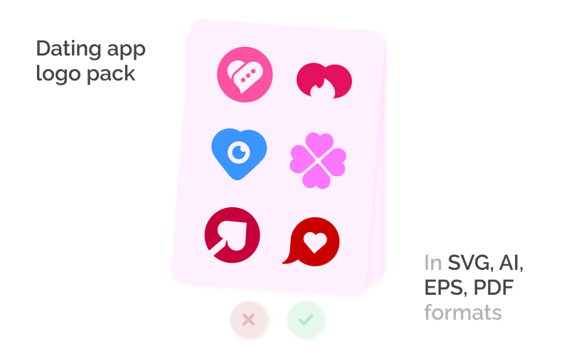Dating-App-Logo-Vorlagenpaket mit Anpassung des Firmennamens