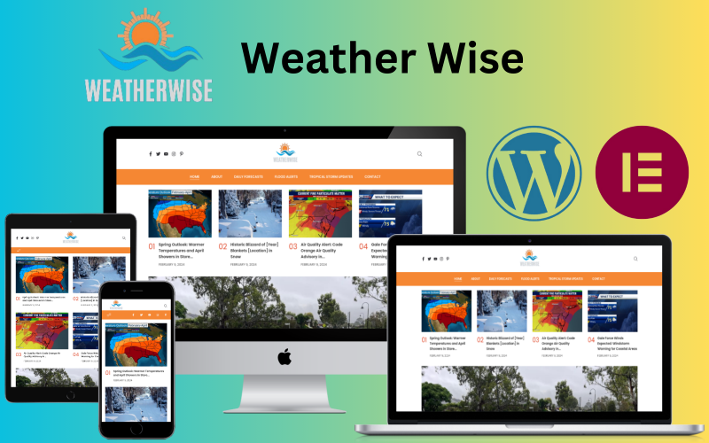 Weather Wise - Šablona Elementor pro WordPress na blogu s předpovědí počasí