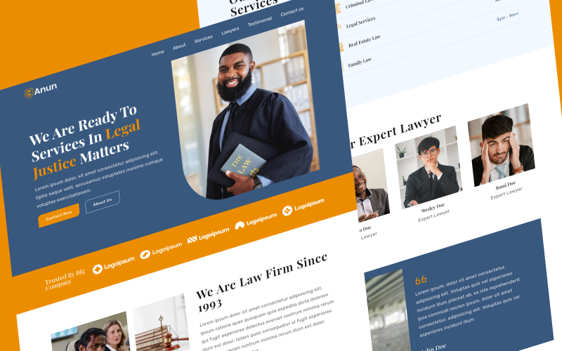 Anun - Modèle de page de destination d'un cabinet d'avocats