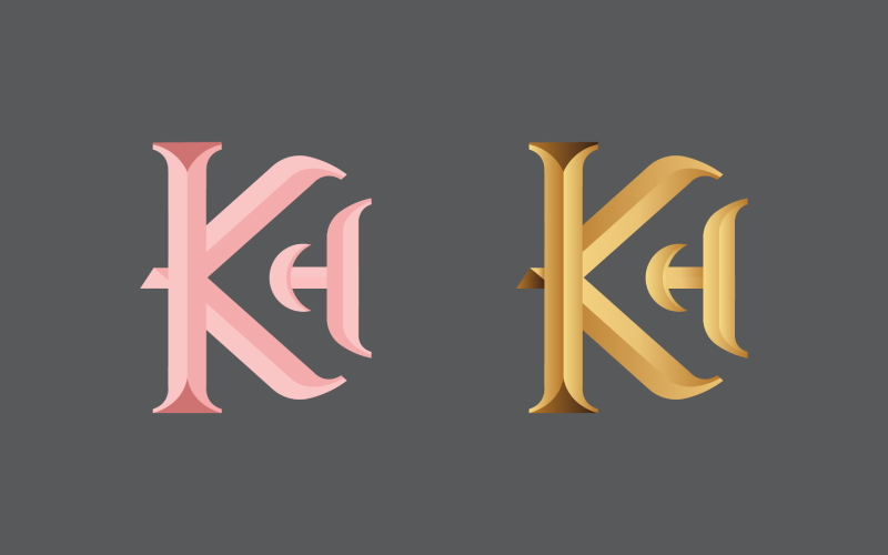 Kh k h letter logo with fire flames design Vector Image