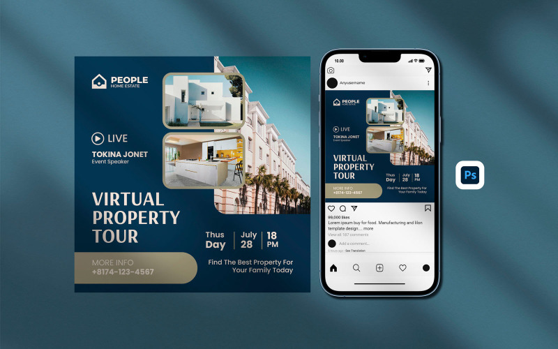 Minimalist Virtual Property Tour Real Estate Instagram Post