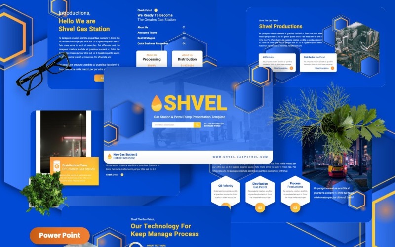 Shvel - čerpací stanice A benzinové čerpadlo Powerpoint šablona
