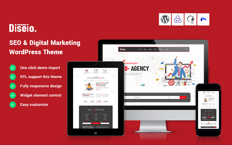 Diseio — motyw WordPress dotyczący SEO i marketingu cyfrowego