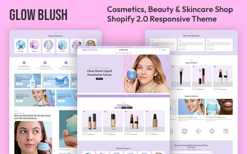 Glowblush - Tienda de cosméticos, belleza y cuidado de la piel Tema adaptable Shopify 2.0 multipropósito