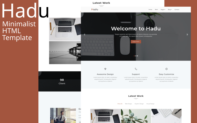 Hadu - Modèle HTML minimaliste #394933 - TemplateMonster