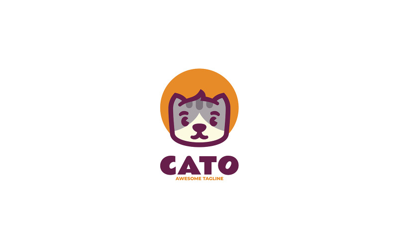 Modèle de logo de mascotte simple de chat 2