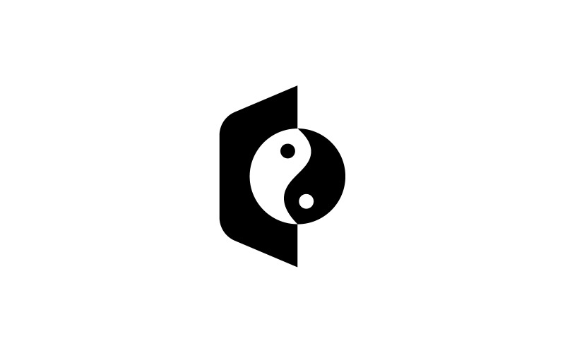 Modello di disegno del logo Lettera C Yin Yang