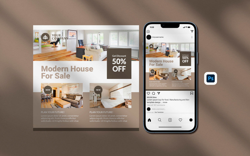 Real estate house social media post banner template