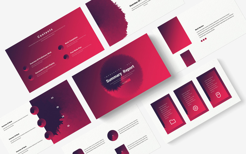 Red Creative Company Souhrnná zpráva PowerPoint šablona