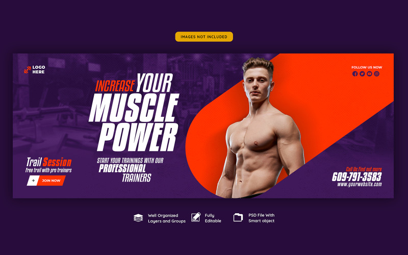 Szablon banera internetowego siłowni i fitnessu