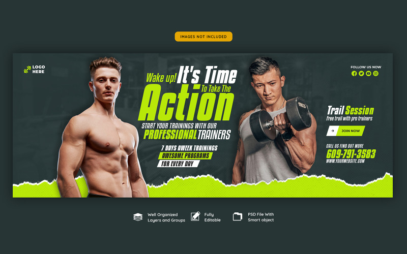 Web-Banner-Vorlage für Fitnessstudio und Fitness