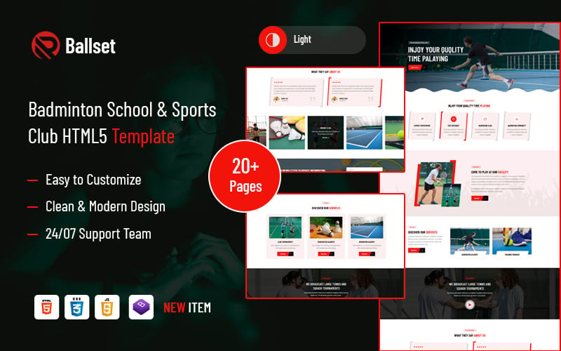 Ballset – Šablona HTML5 badmintonové školy a sportovního klubu