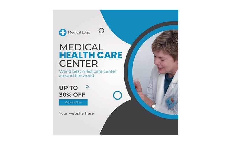 Banner editável de mídia social médica e de saúde e modelo de postagem de capa