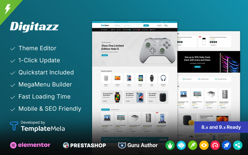 Digitazz – Obchod s elektronikou a digitálními produkty Téma Prestashop