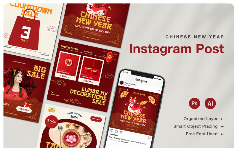 Instagram-Beitrag zum chinesischen Neujahrsmarketing