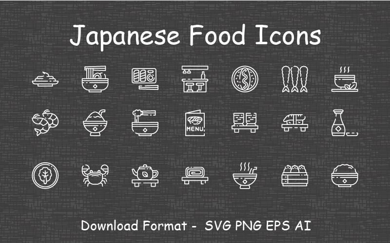 Japanese Food Line Icon Set