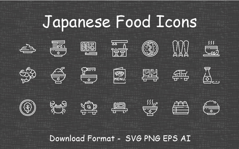 Japans eten lijn icon set