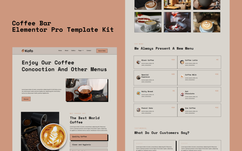 Kofo - Набір шаблонів для кав'ярні Elementor Pro