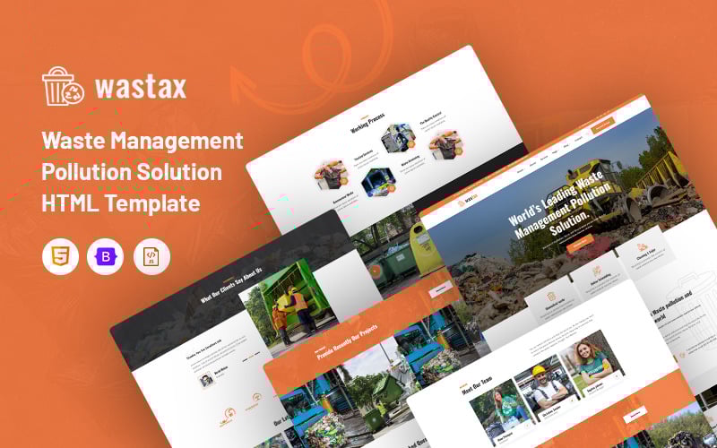 Wastax: plantilla de sitio web de solución de contaminación para la gestión de residuos