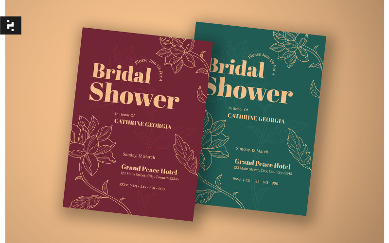 Ligne florale d'invitation de douche nuptiale