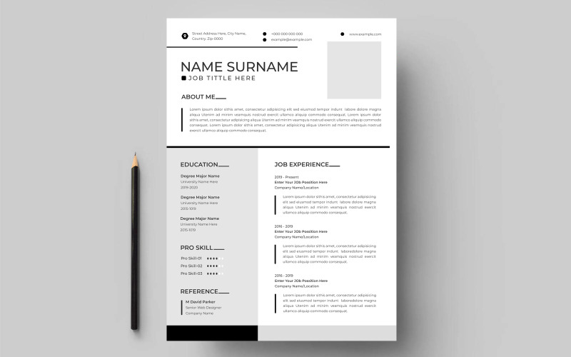 Diseño minimalista de currículum vitae