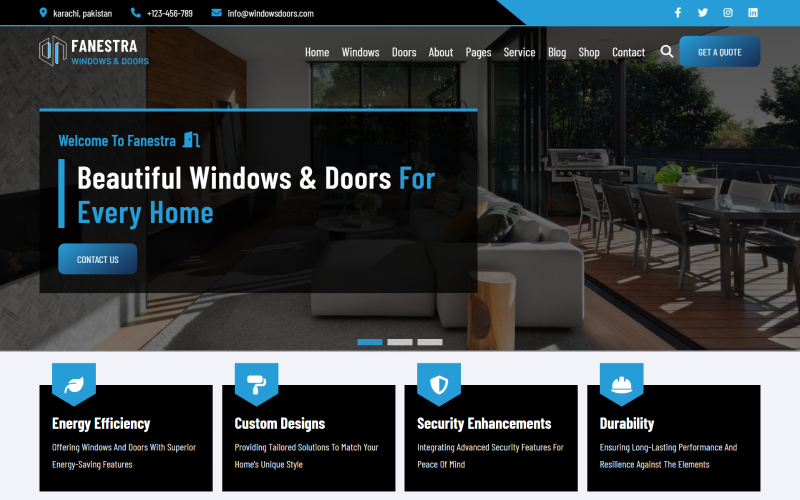 Fanestra - Pencere ve Kapı Hizmetleri HTML5 Web Sitesi Şablonu