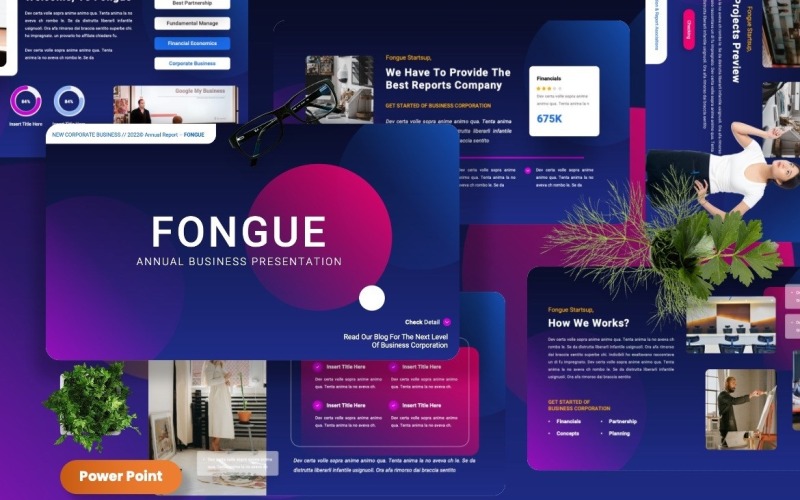 Fongue - Plantilla anual de PowerPoint empresarial