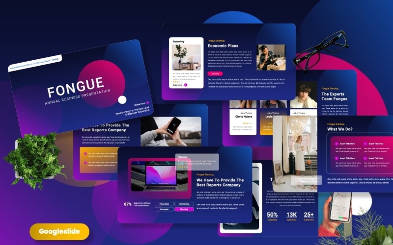 Fongue - Plantilla de diapositiva anual de negocios de Google
