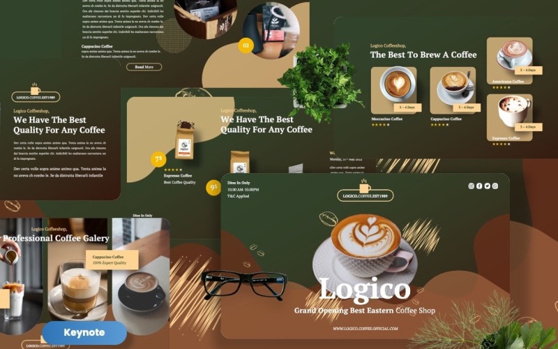 Logico — Шаблон Keynote для кофейни