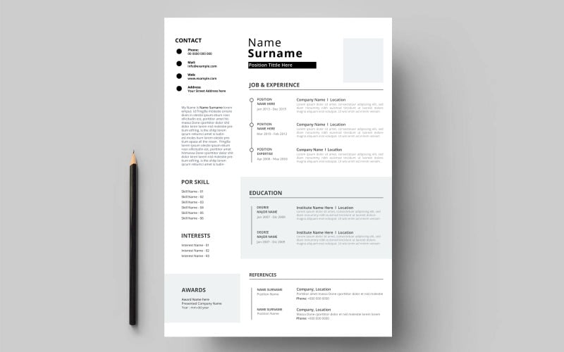 Modello di curriculum creativo CV, che mostra il tuo profilo. Vettore