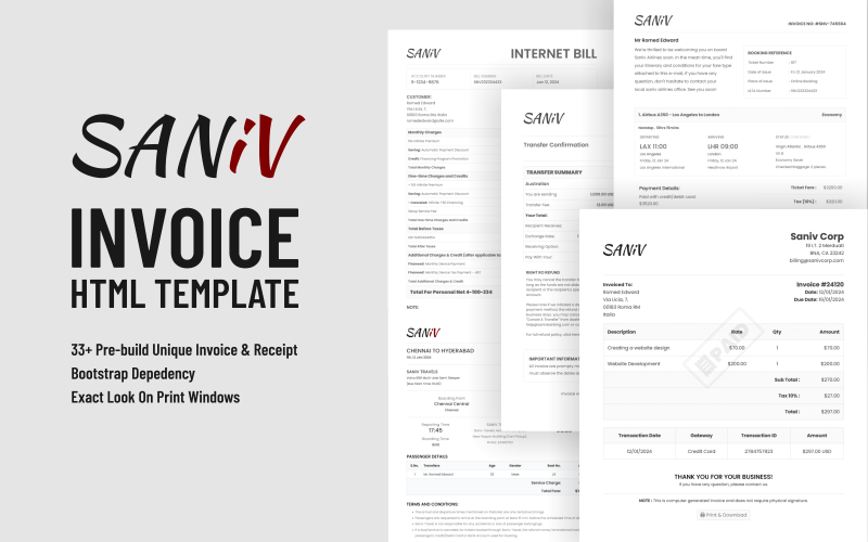 Saniv - szablon HTML faktury