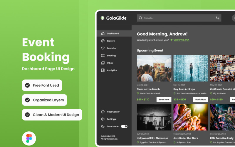 GalaGlide - Dashboard voor evenementenboeking V1