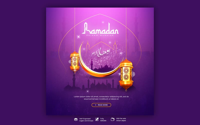 Ramadan Kareem mall för sociala medier