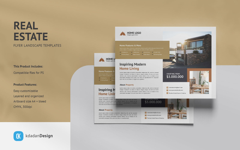Vastgoed Flyer Landschap PSD-ontwerpsjablonen Vol 083