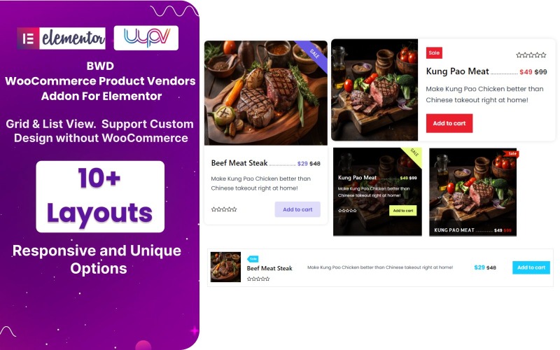 BWD WooCommerce termékszállítók WordPress beépülő modulja az Elementorhoz