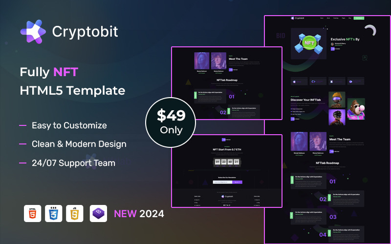 Cryptobit - Plantilla HTML5 de criptomoneda NFT