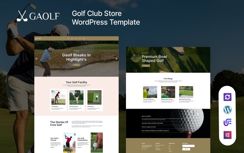 Gaolf - Tema Elementor WordPress per mazze da golf e campi da golf