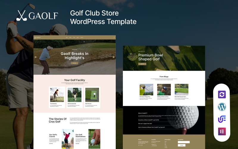 Gaolf – Thème WordPress Elementor pour les clubs et parcours de golf