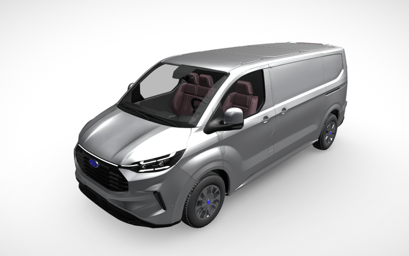 Modello 3D del nuovissimo Ford Transit Custom (Trend): rappresentazione di un veicolo commerciale all'avanguardia