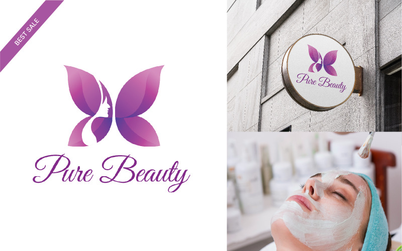 Pure Beauty - Modèle de conception de logo de clinique de beauté