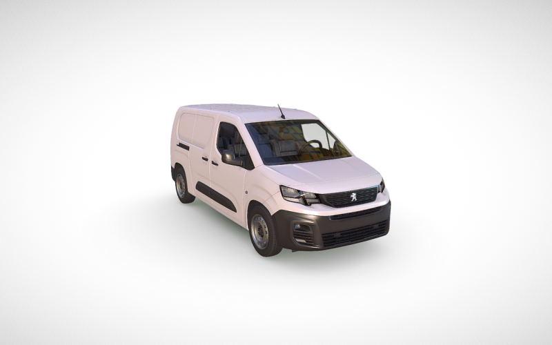 Schlankes 3D-Modell des Peugeot Partner Crew Van: Perfekt für kommerzielle Präsentationen