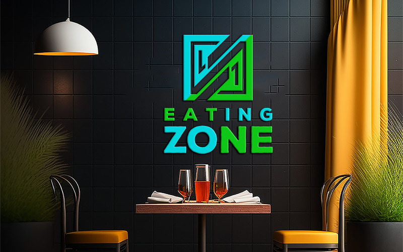 Sing Logo Mockup | Luxury Restaurant Mockup | black wall mockup on the restaurant