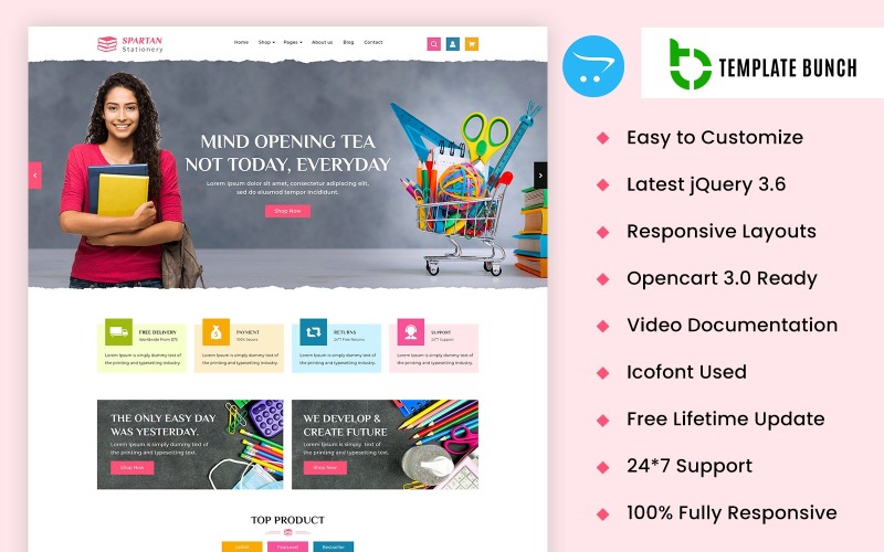 Spartan Stationery - uniwersalny szablon e-commerce Motyw Opencart