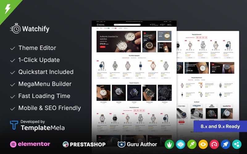 Watchify - Motyw Prestashop dla sklepu z zegarkami i biżuterią
