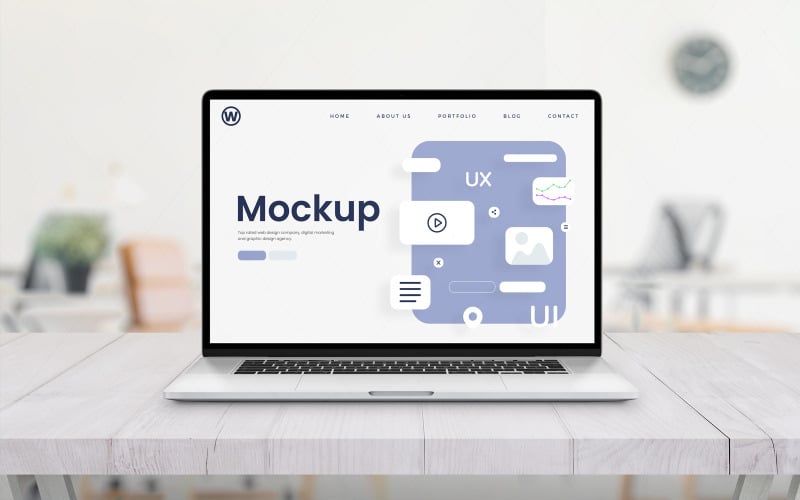 Makieta MacBooka Pro na biurku