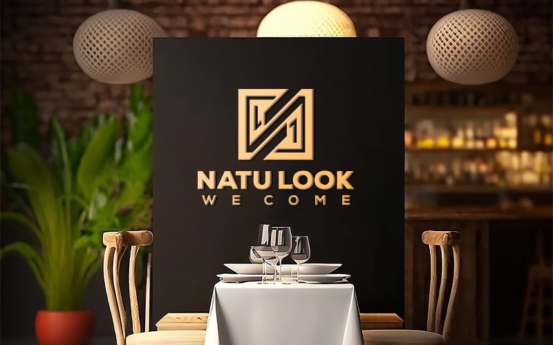 Maqueta de logotipo | maqueta de logotipo en pizarra | Maqueta de logotipo de restaurante Sing | maqueta de cartelera negra