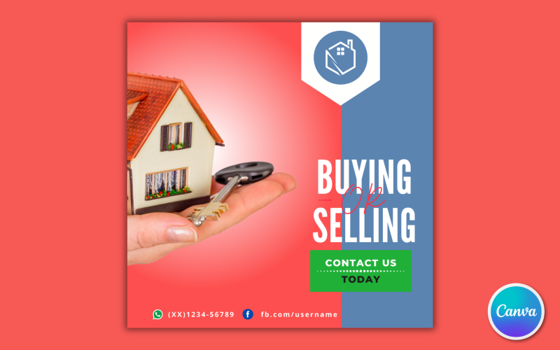 Plantilla de redes sociales inmobiliarias 01: totalmente editable en Canva