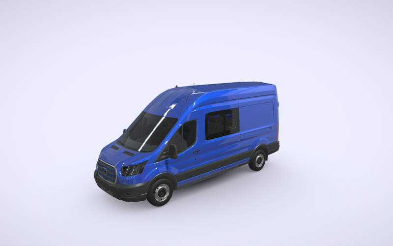 用于动态演示的福特 E-Transit 双驾驶室货车 3D 模型