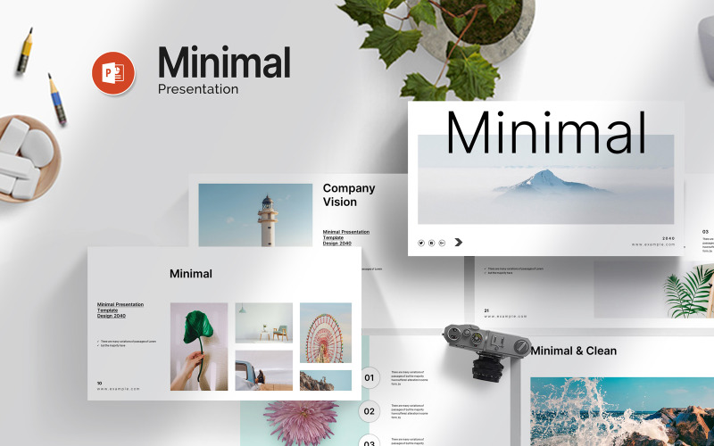 Clean Minimal PowerPoint Template Design - TemplateMonster